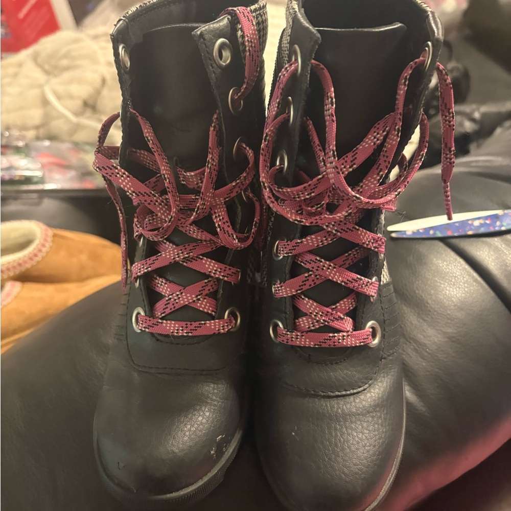 Sorel Kids Boots with Black and Pink Design